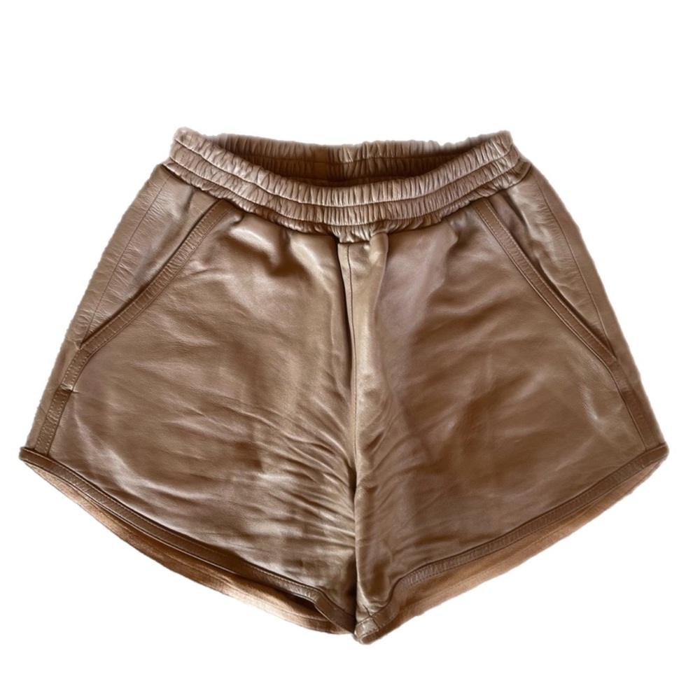 Zeynep Arcay Camel Leather Shorts - Picture 2 of 11